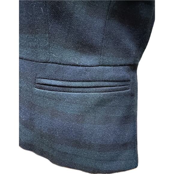 Zara Trafaluc Blazer Navy Green Plaid Cropped Medium - Picture 3 of 8